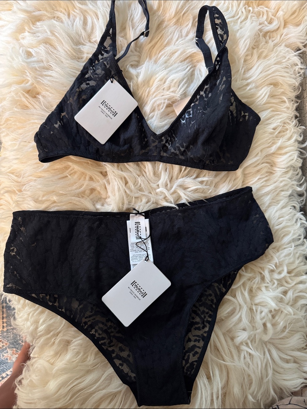 Wolford Black Lace Bralette and High-Waist Brief